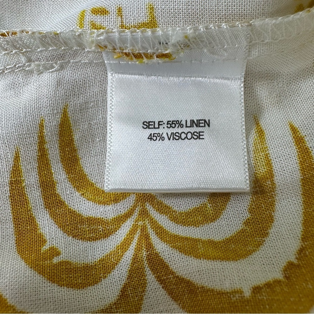 NWT Jane Delancey Hooded Tunic Womens Large Long Sleeve Yellow Print Linen Blend - Picture 5 of 8